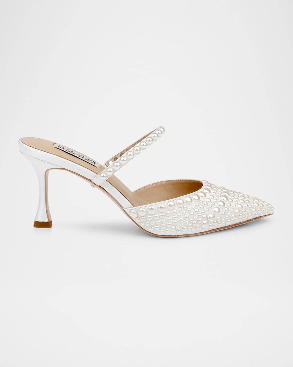 Duchess Pointed Pearly Mule Pumps